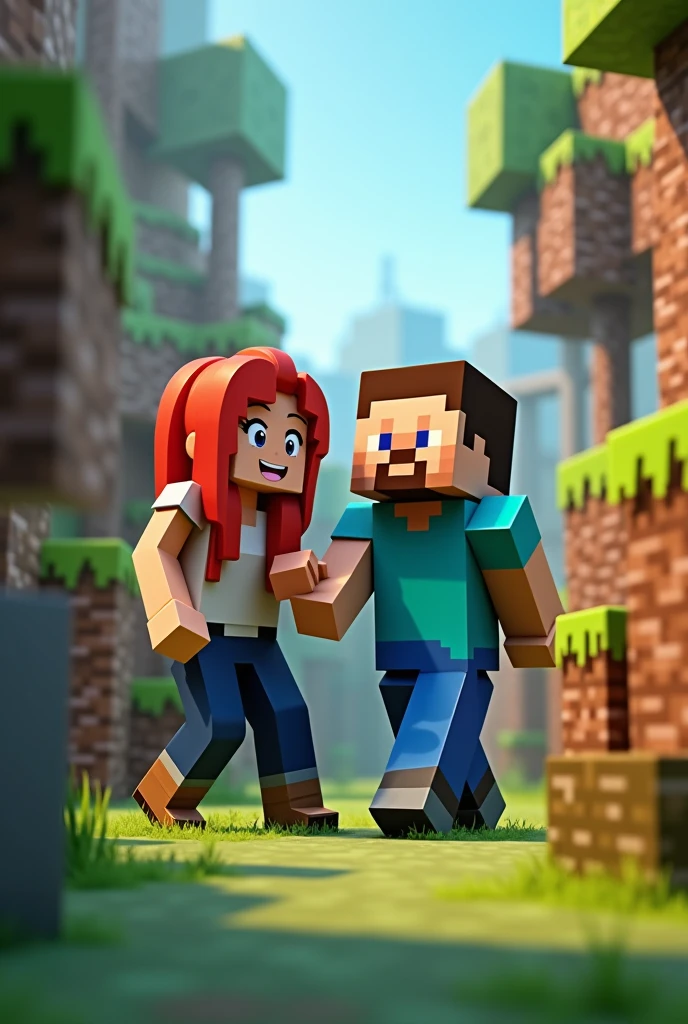 Minecraft cubes alex and steven together