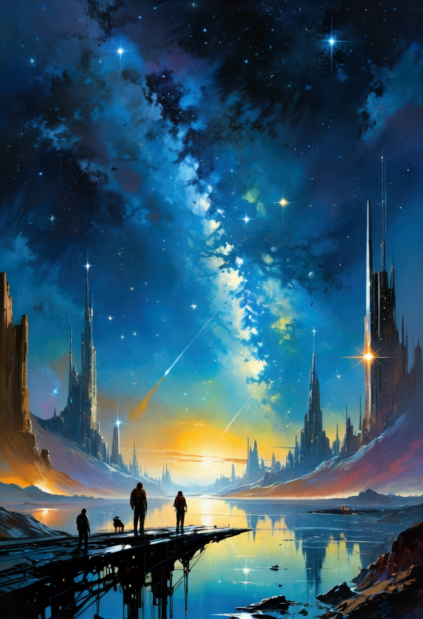 Starry Sky, by John_Berkey, (best quality, masterpiece, photorealistic), very aesthetic, perfect composition, intricate details, ultra-detailed, vivid colors