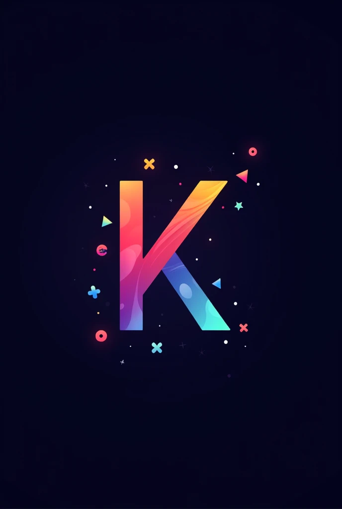 Logo for Kanvix company using letter k make it really unique and colourful and show the concept of marketing and media, make the letter K's font style unique and creative add one dark colour to the background not a picture