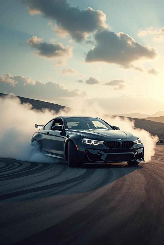 Real image of BMW drift cloud at u-turn above height