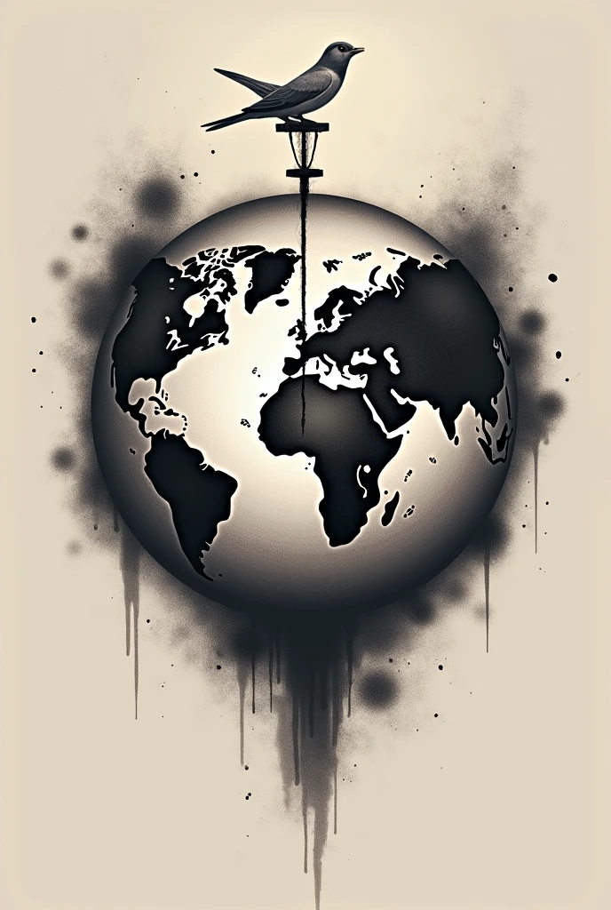 Tattoo template on the theme of world domination for the outer area of the wrist, much smaller and with a globe without background, more dynamic, even smaller