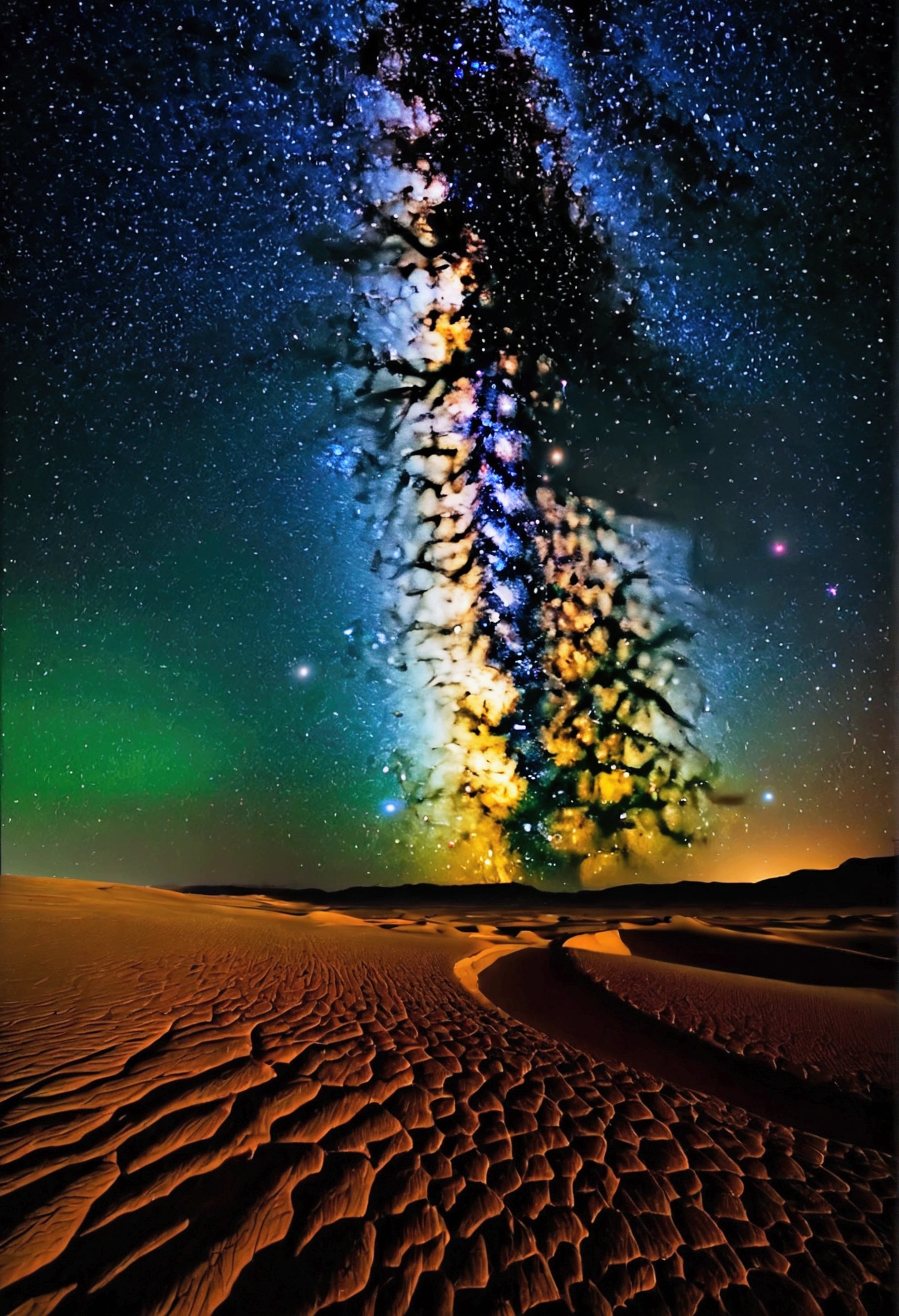 In areas without light pollution, the Milky Way is clearly visible, like a gateway to the depths of the universe. Use long exposure and large aperture to capture the brilliance and flowing orbit of the Milky Way. Beautiful cinematic lighting, surreal, RAW photo, color graded, dynamic movement, captivating chiaroscuro, award-winning, cinematic still, emotional, vignette, dynamic, vivid, (masterpiece, best quality, photorealistic, Professional, perfect composition, very aesthetic, absurdres, ultra-detailed, intricate details:1.3)