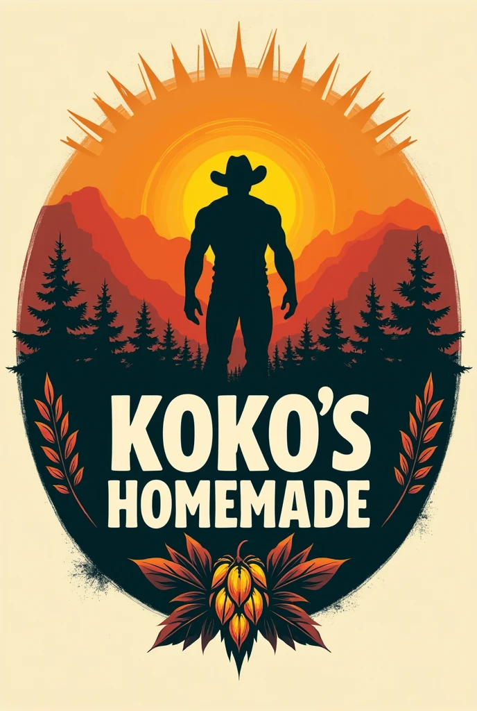 Logo for my company, should be macho. use sunrise, 1 hops and my company name, “Koko׳s homemade beer” as a centrepiece. Oval.