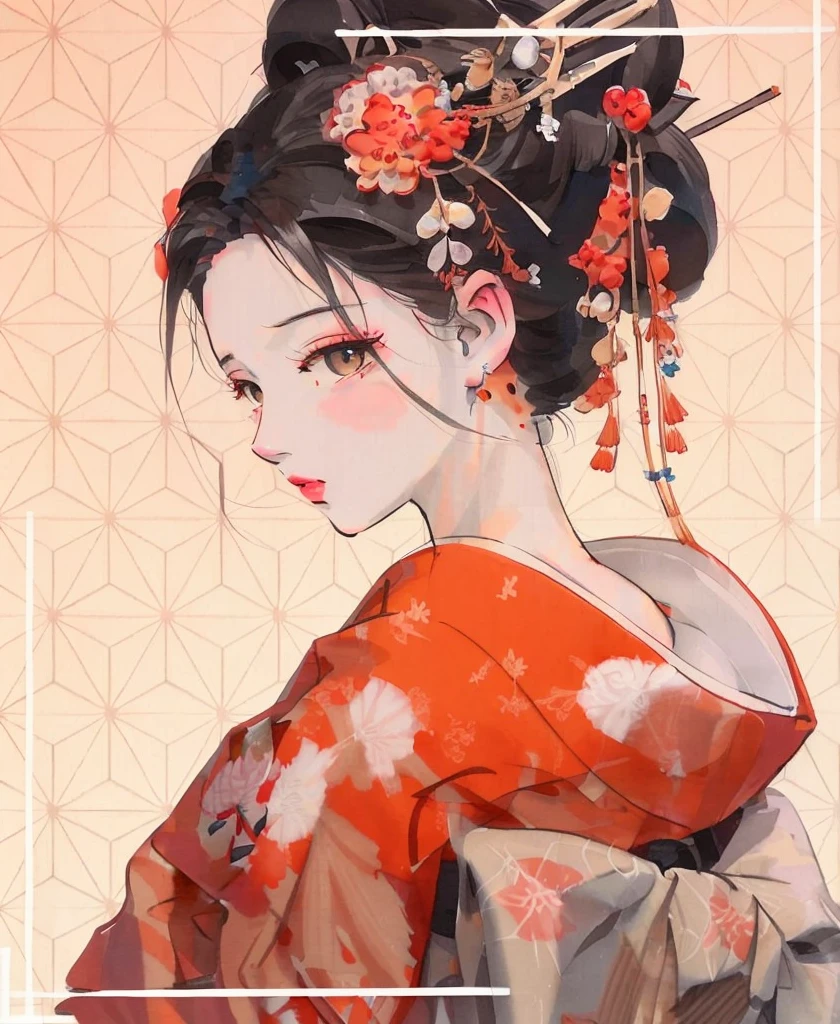(masterpiece, best quality: 1.2), traditional Chinese ink painting, japan girl