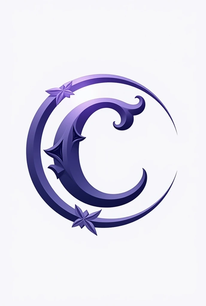 a logo with the letter C in indigo or light purple I want the letter to be stylized I want a ring surrounding the letter as if it were the ring of Saturn