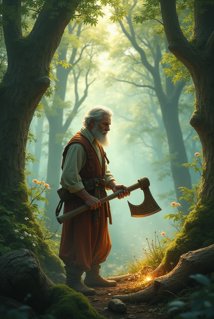 images of a gentle woodcutter in an enchanted forest