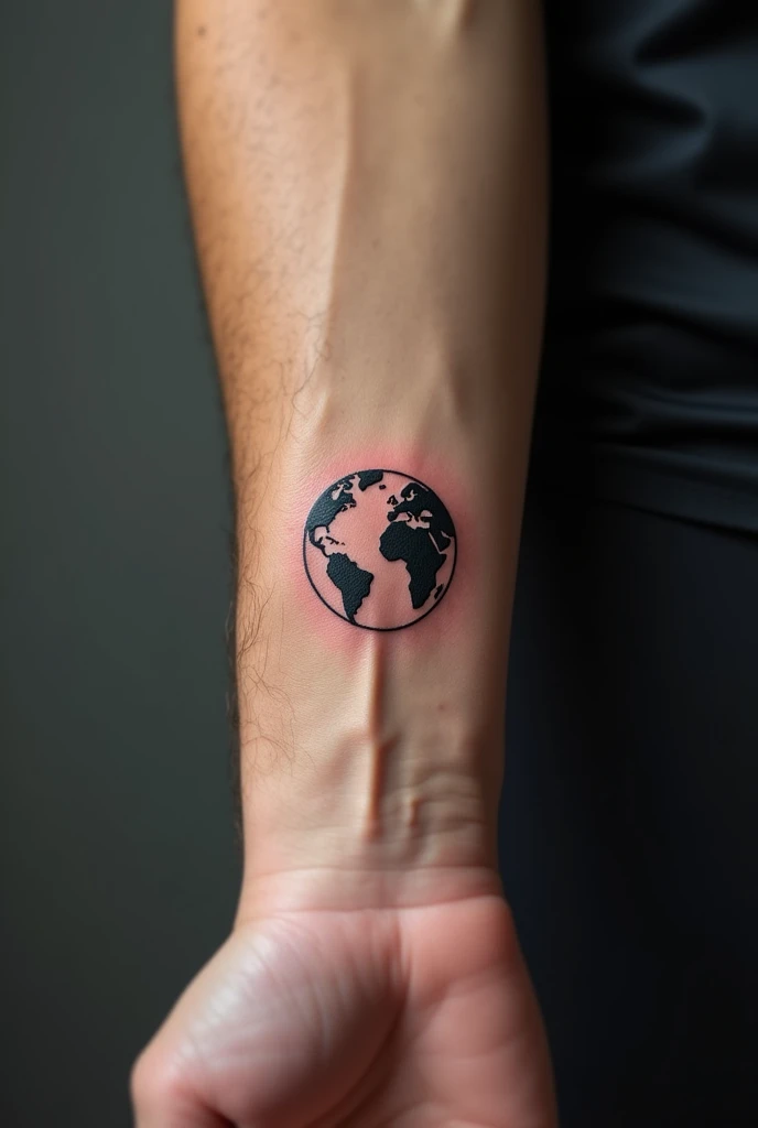 Tattoo template on the theme of world for the outer area of the wrist, much smaller and with a globe without background, more dynamic, even smaller, more exercise
