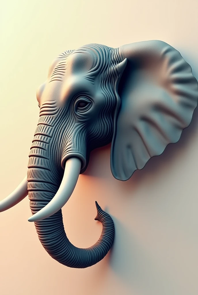 Elephant side face logo colour full 3D with 4K