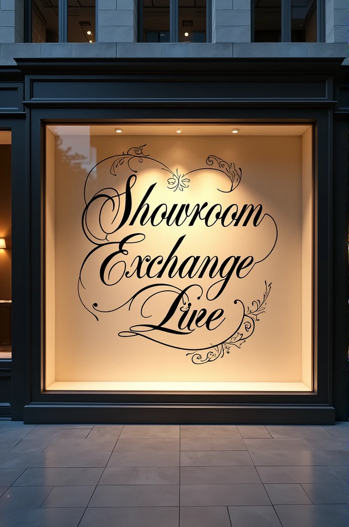 Create formal lettering to promote a showroom exchange in a window