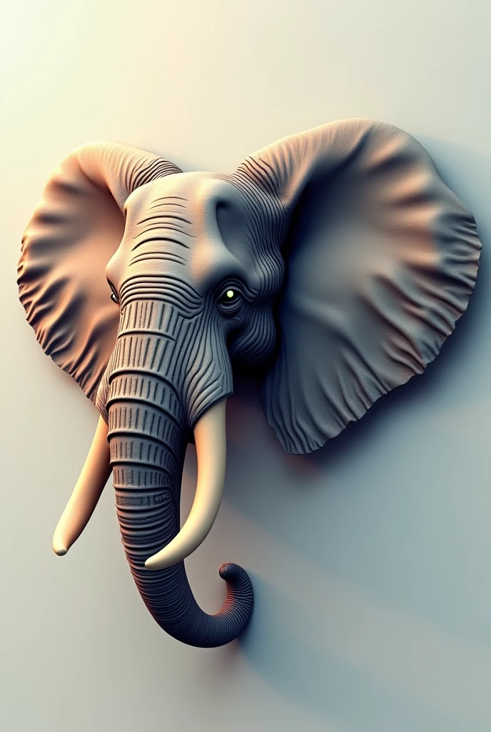 Elephant side face logo colour full 3D with 4K