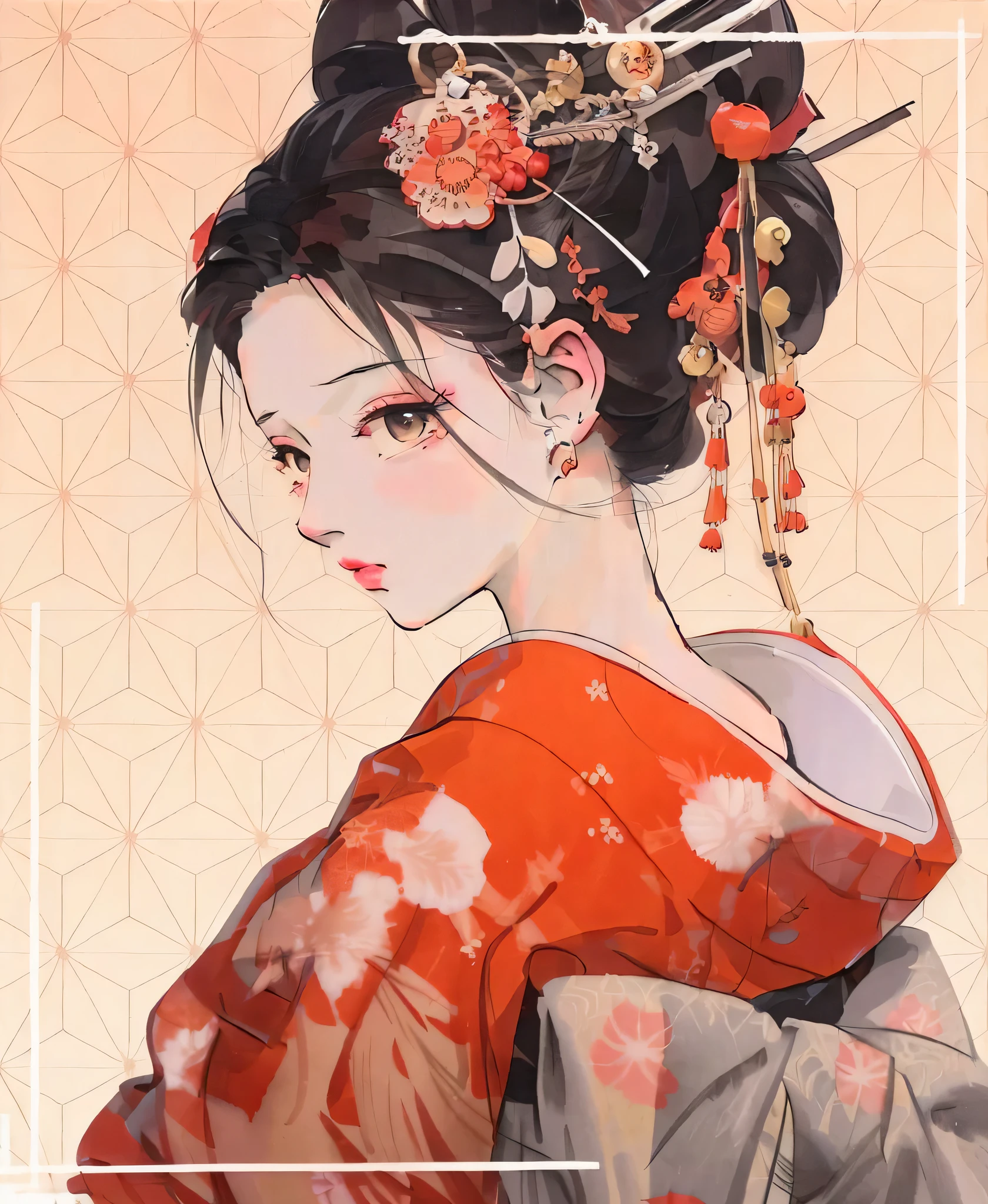 (masterpiece, best quality: 1.2), traditional Chinese ink painting, japan girl