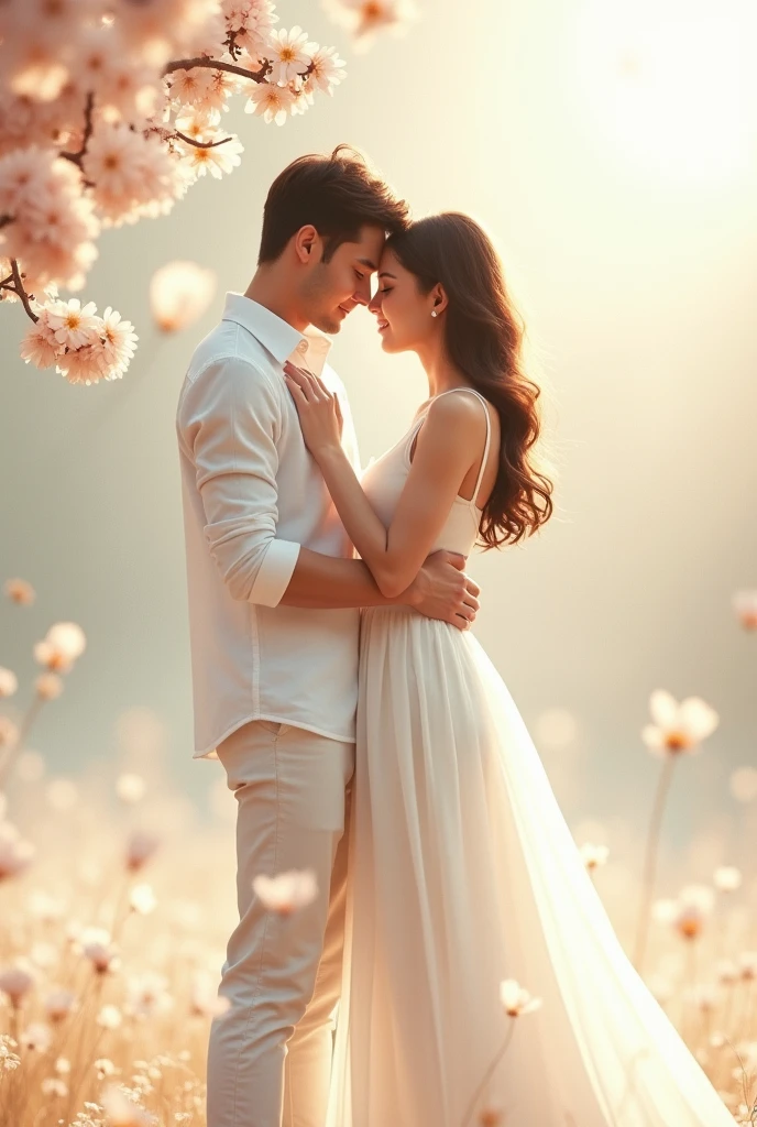 Need a Romantic cute Couple picture, girls height 5ft, and boy's height 5.6 ft, the girl with white dress, and the boy with white dress .. please measure height perfectly 