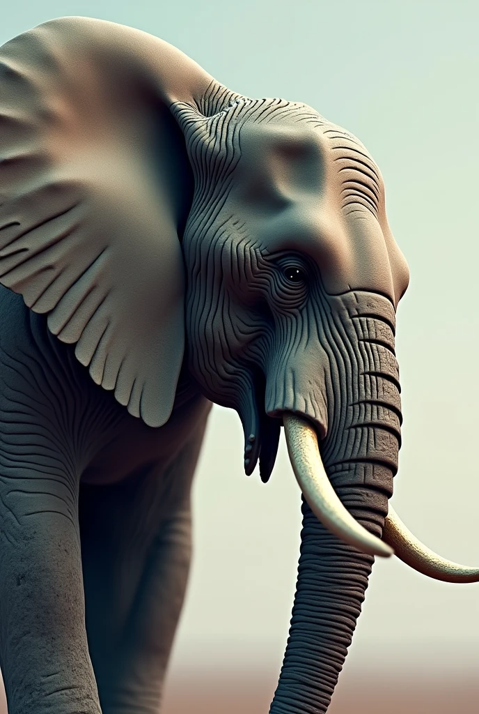 Elephant side face logo colour full 3D with 4K in anger mode