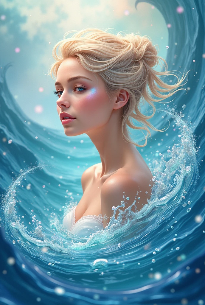 A stunning, colorful and unique logo for a cosmetics company called "Milele Glow", a luxurious design with an water theme