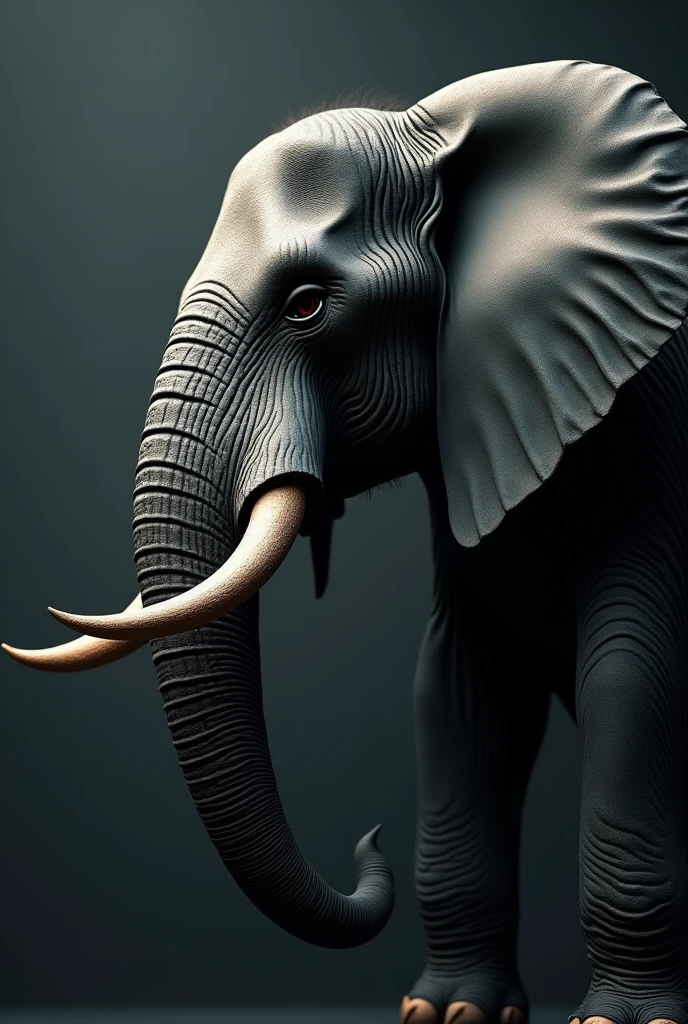Elephant side face logo 3D with 4K in anger mode k