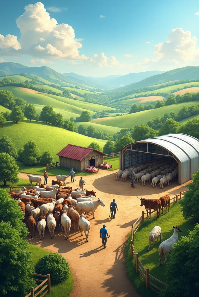 Create an advertising image about infrastructure in livestock farming