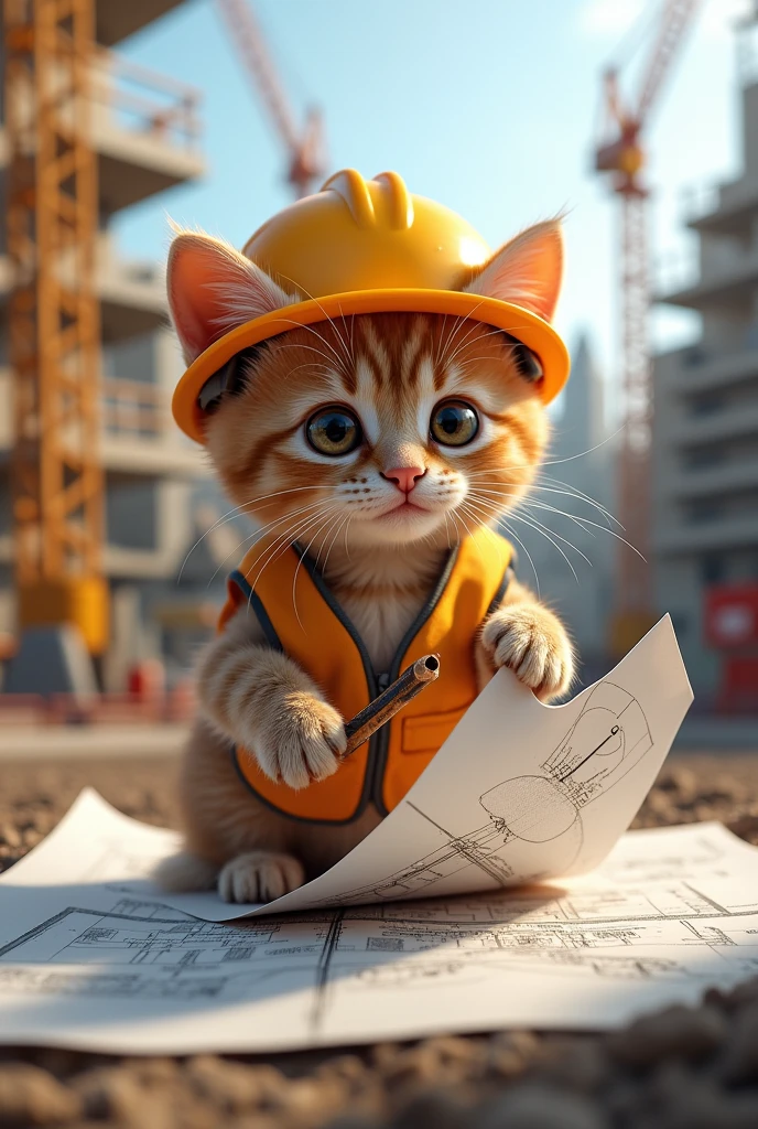 A civil engineer kitten , the size of the image that is for a PC background 