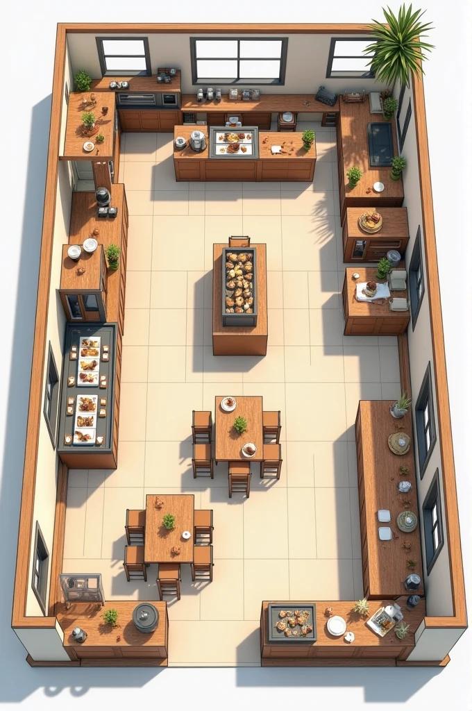 Create a floor plan for a bakery