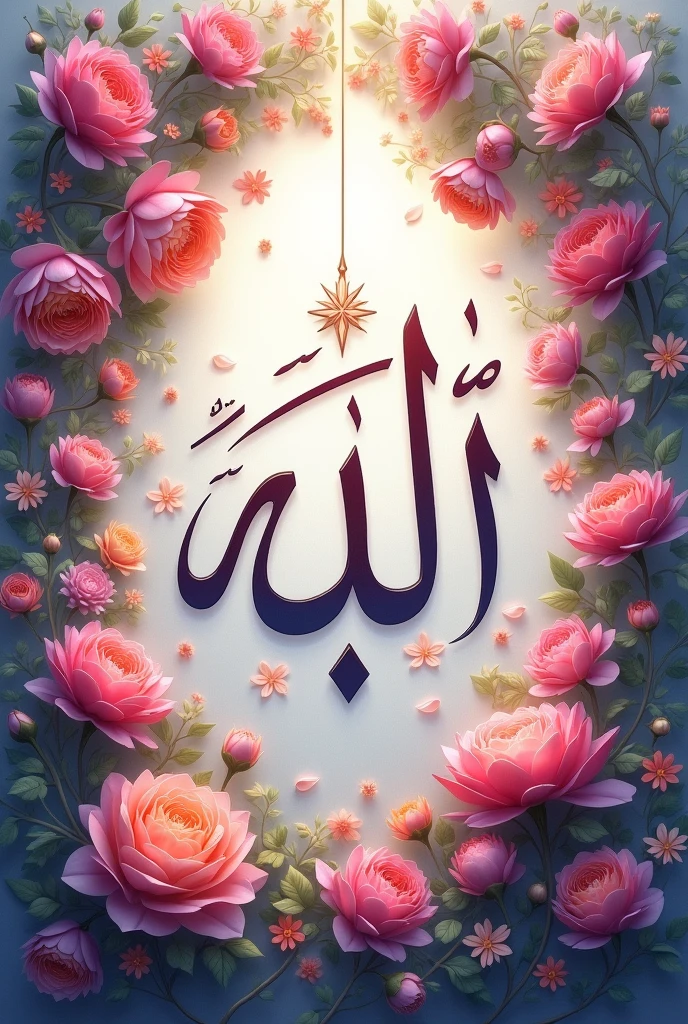 allah name with 2 much flower in side