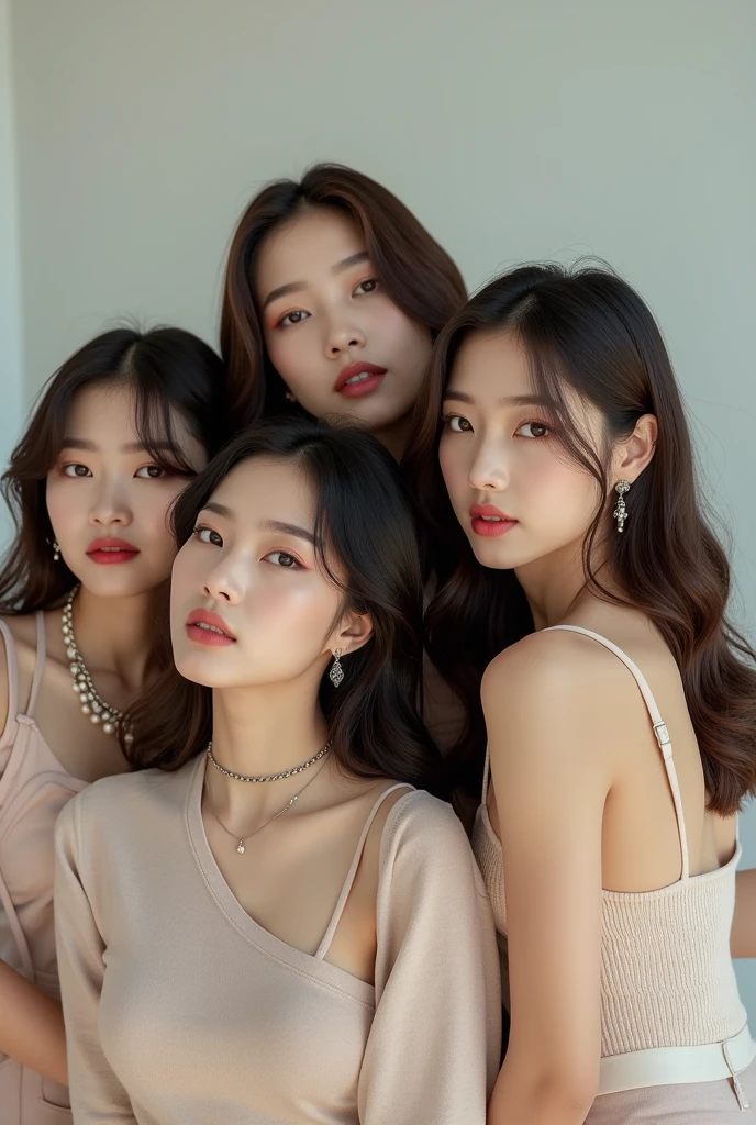 I'm taking photos for a new concept album. Create a girl group concept photo in the style of "ICY"