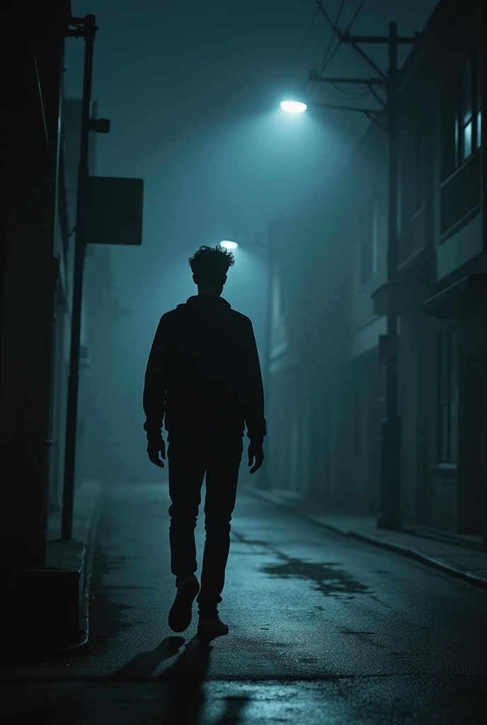 A young man walks alone, heard slow footsteps behind him, then caught a glimpse of a strange shadow in the corner of his eye.