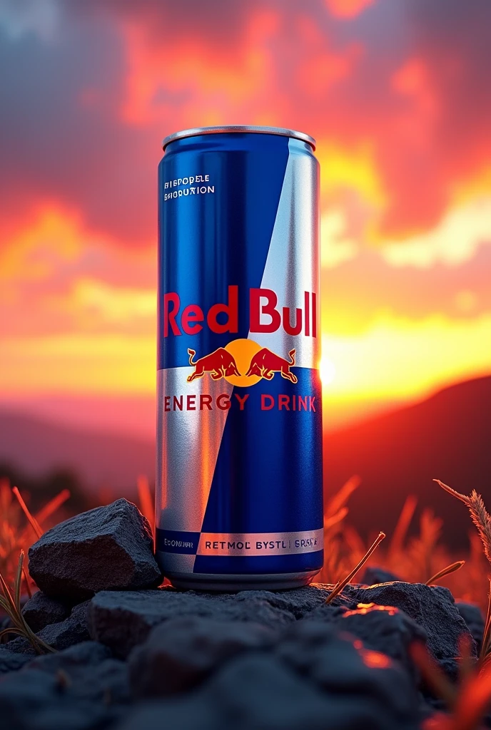 Red bull in sunset