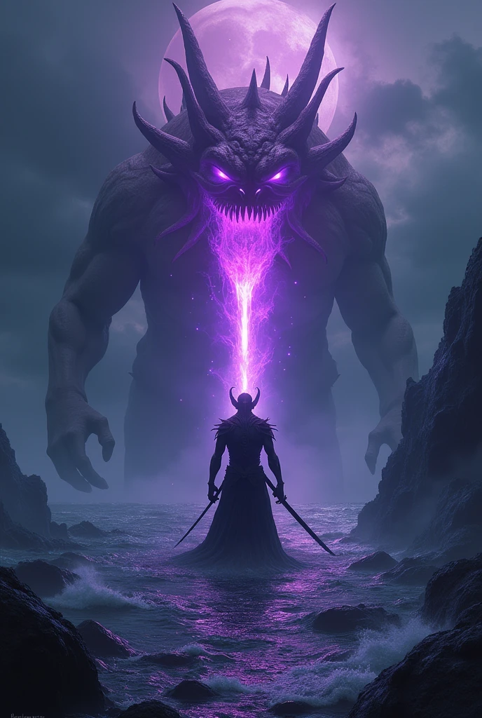 A demonic katana with a purple Aura and a monster behind it was about to eat it from Yim el Yam