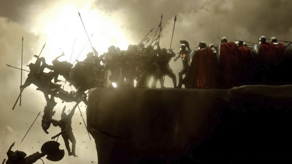 Thracian army on a devastated battlefield strewn with corpses