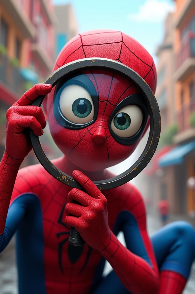 Spider man with magnifying glass looking camera funny YouTube channel logo