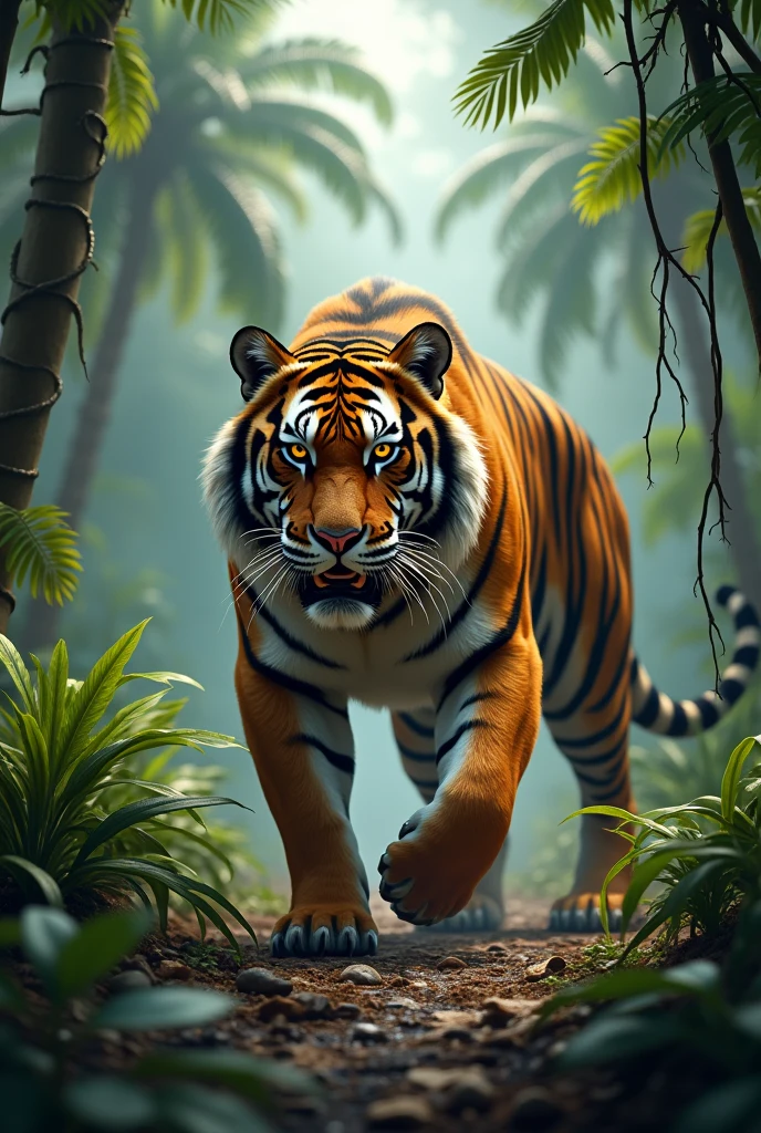 Realistic jungle tiger