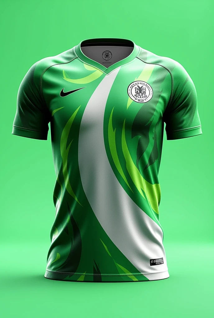 Green and white sublimated football shirt design 