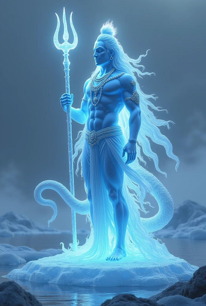 Shiv shankar name's lord( near stand trident), ice brite lite ,make body ice ,near snake