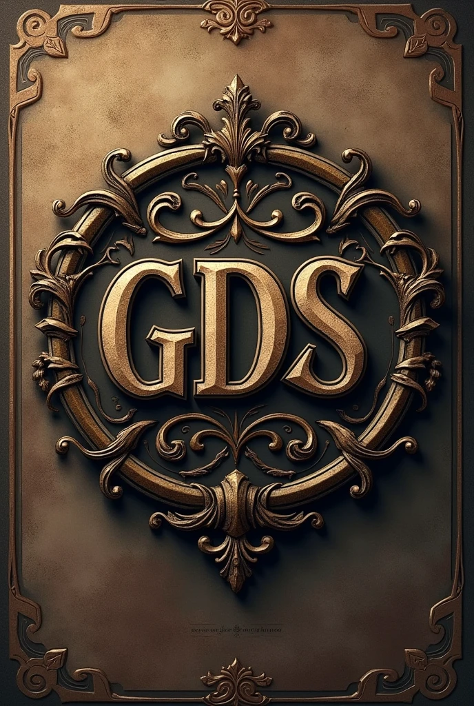Generate an image of an old style logo for a rare item shop that has the initials gds