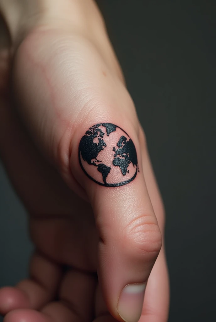 very, very small finger tattoo template on the topic of world domination and with a globe without background, more dynamic, even smaller, more exercise, more unusual, with shades, more fight, victorious, Europe in focus, common strength