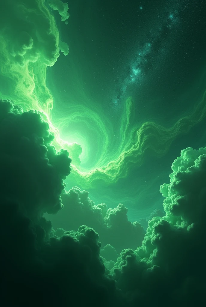 green nebula in outer space