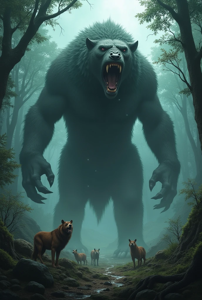 A loud, mysterious roar that sparks fear among the other animals.