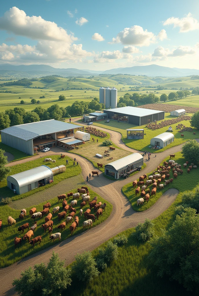 Create an advertisement for services and infrastructure work in livestock farming