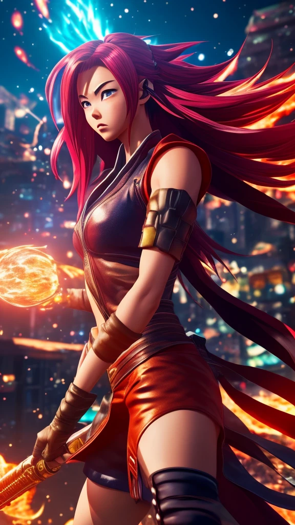 Naked Jessica Henwick, Female Superhero Martial Artist, Long Red Hair, Detailed Face, Beautiful Face, Upper Body View Portrait, Anime Eyes, Lean Female Body Physique, Toned Female Muscle, Female Body Shape, Fit Female Body, 4KUHD quality, 1080i, 1080p, Cinematic Quality, Dramatic Lighting, Bokeh, Unreal Engine 5, Cel Shaded Style, Surrounded by Cosmic Fire, Anime Asthetic, DBZ Asthetic, Studio Ghibli Asthetic, Urban City Background, Tekken Asthetic 
[DreamGlow (NEW)]