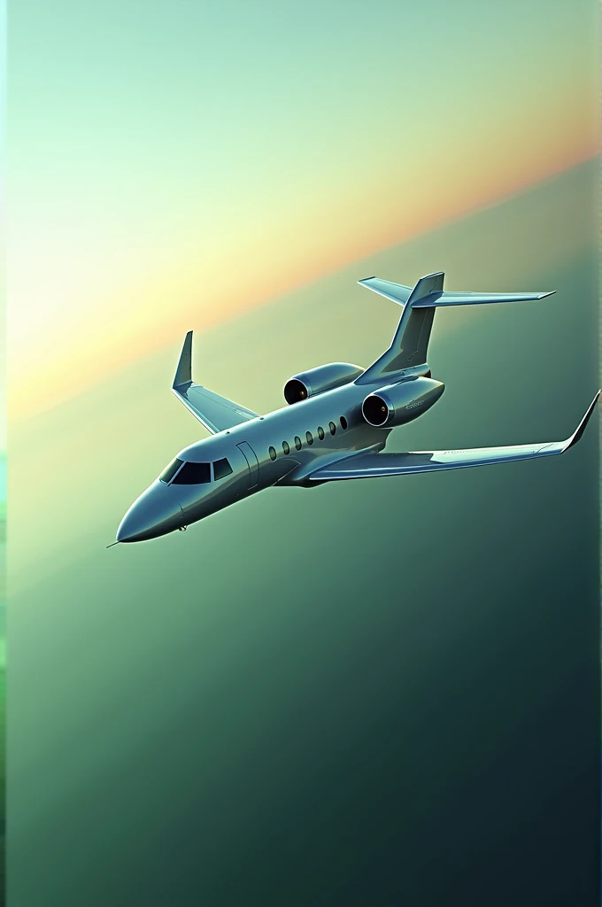 Falcon 10X airplane flying with background gradient in green 0-104-71, white, and red 206-17-38 photorealism