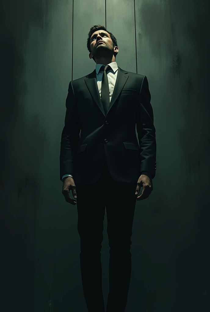 character with a mask with one eye man in suit Laura scary