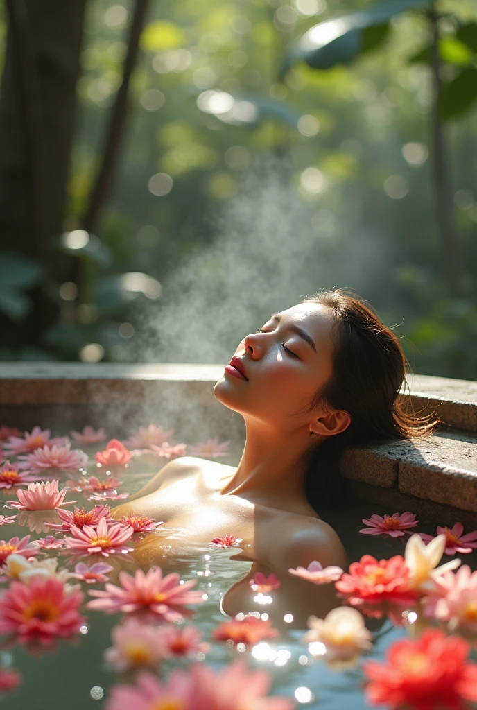 Taking a flower bath