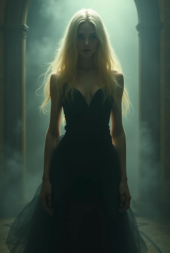 mysterious girl, blonde, no face 

