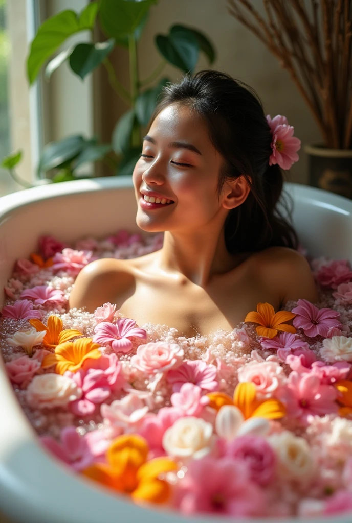 Literally taking a bath with flowers ONLY FLOWERS