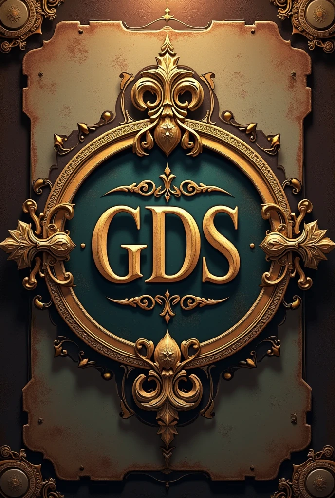 Generate an image of an old style logo with the name unique items for a rare items store that has the initials gds  