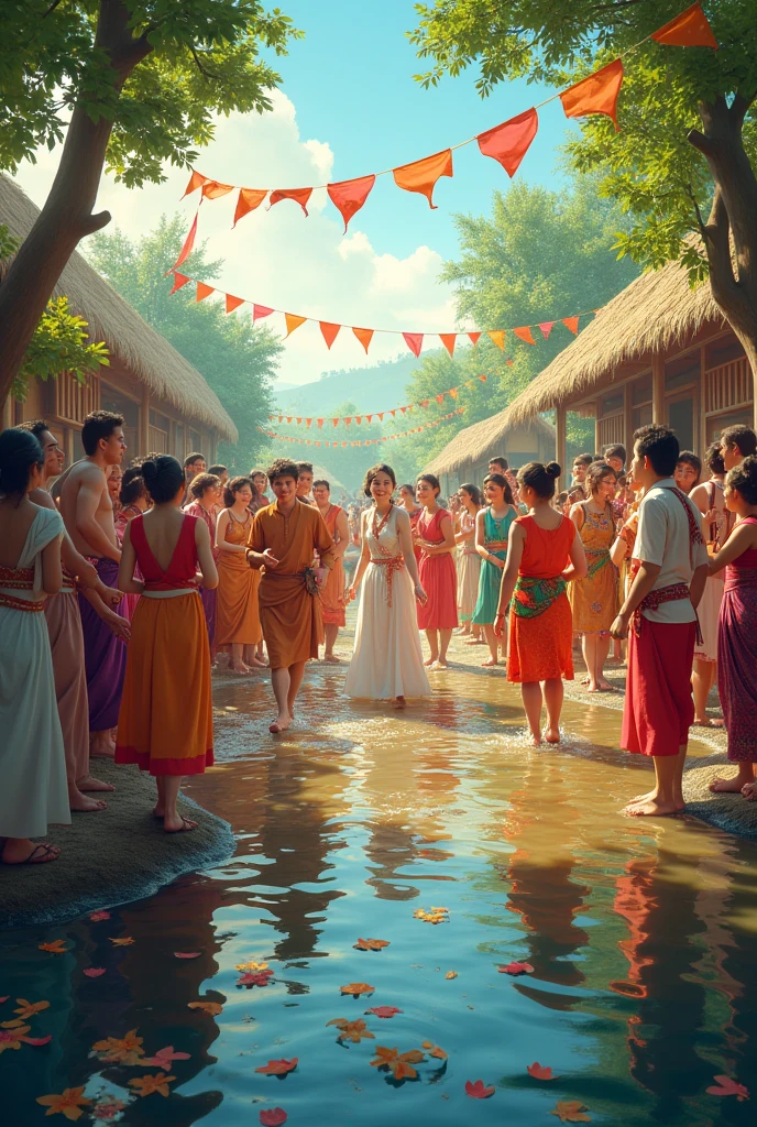 In village Rivers side boys party with girls 