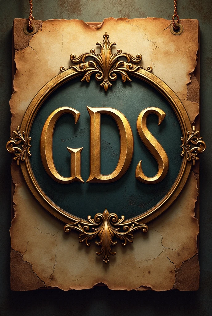 Generate an image of an old style logo with the name unique items for a rare items store that has the initials gds