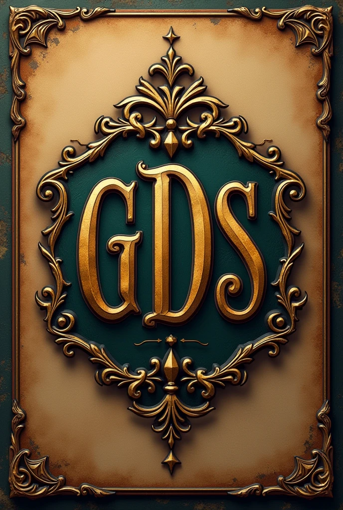 Generate an image of an old style logo with the name unique items for a rare items store that has the initials gds