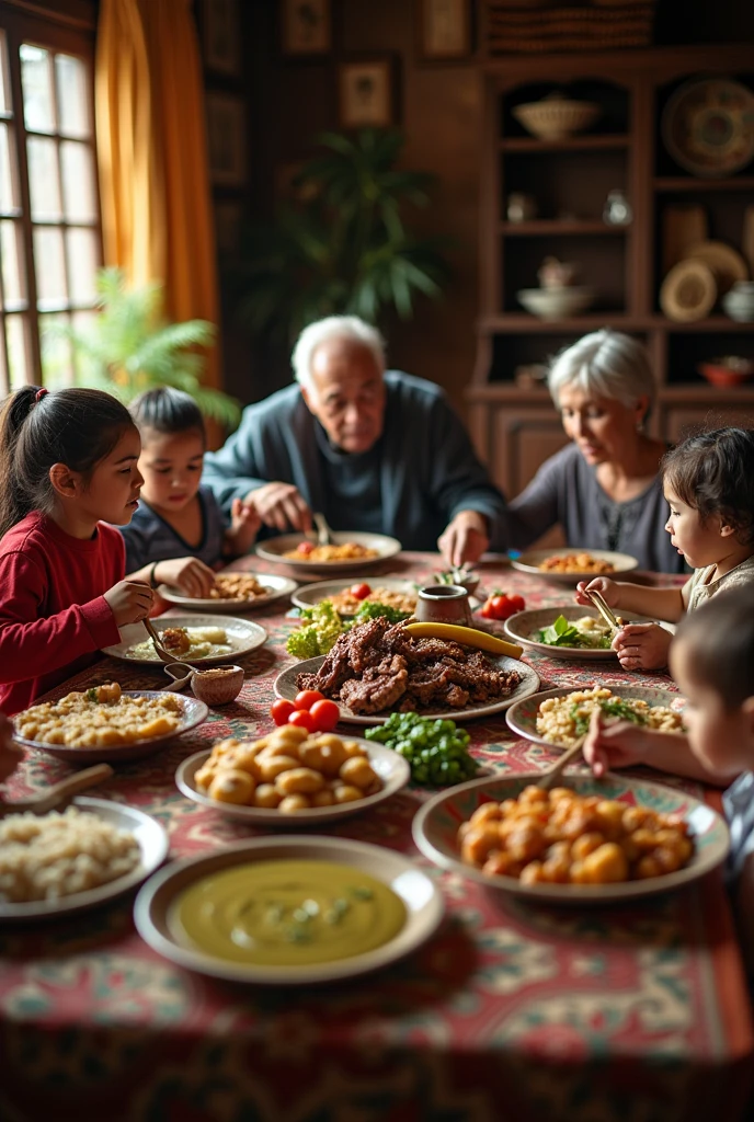 Paraguayan family meal vertical photo