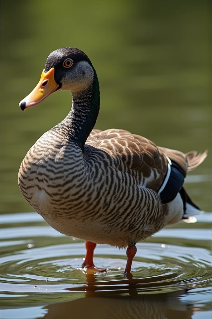 Duck covering itself from the sun with its wing
