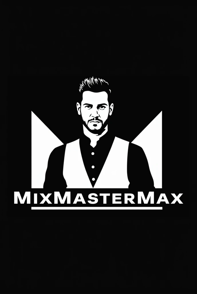 Create a logo with 3 M that means MixMasterMax logo for tiktok that talks about a cocktail and bartender business for events or private parties where the person in the middle has a black shirt and a white vest